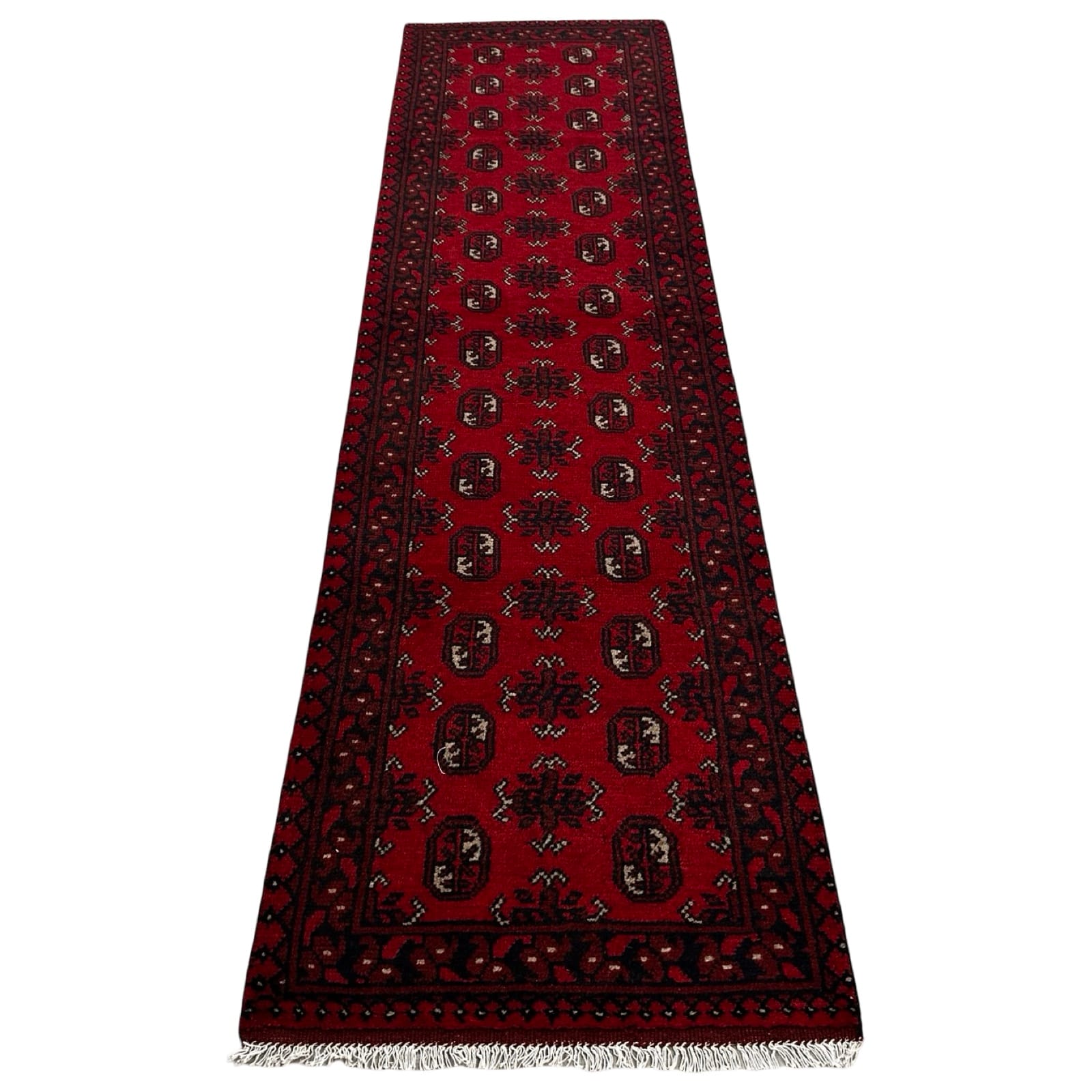 rdddddded_44 287 x 78cm Hand Knotted Afghan Akche Wool Runner Rug - Image 1