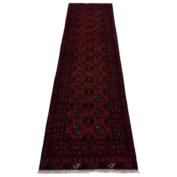 290 x 77cm Hand Knotted Afghan Akche Wool Runner Rug