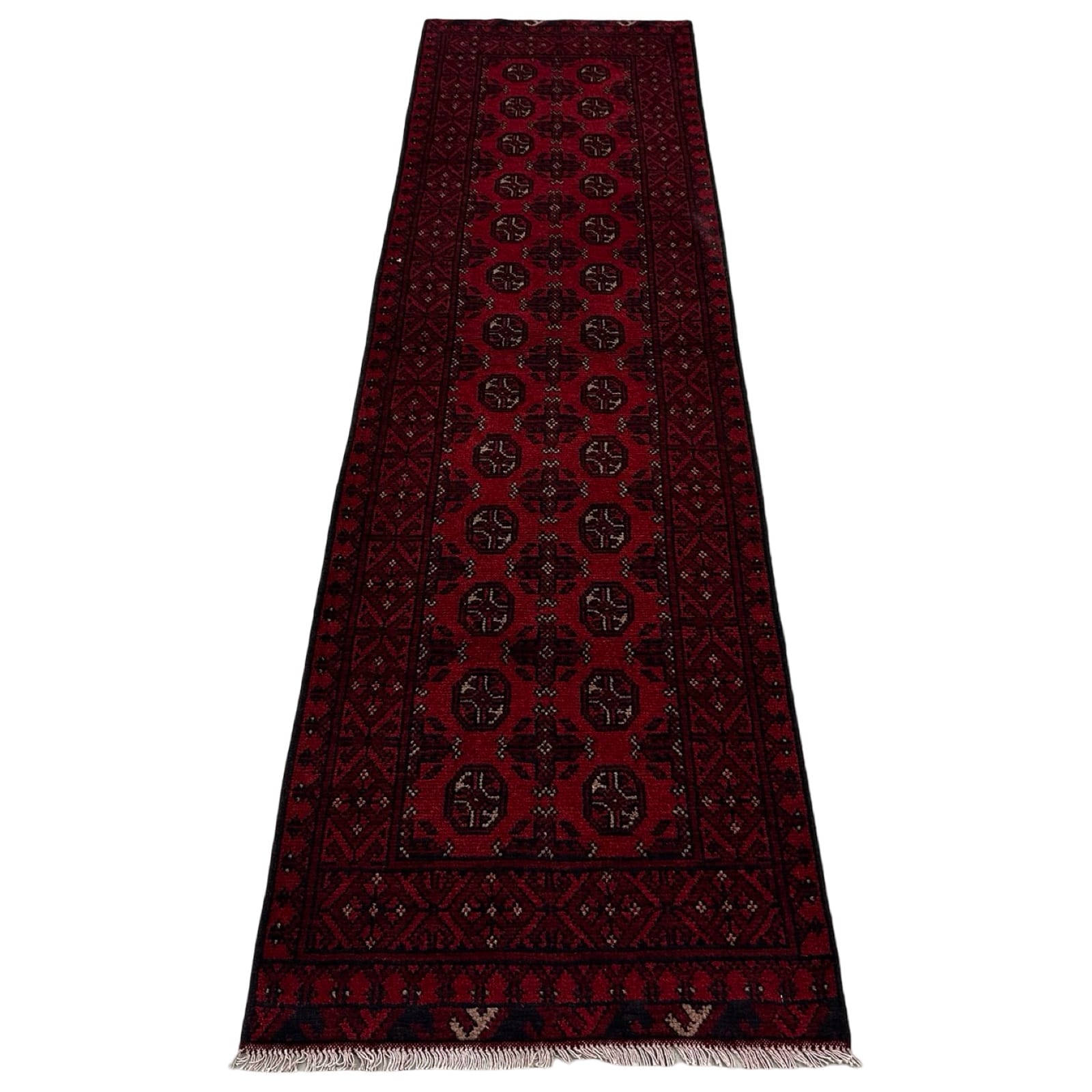 reeeeeed_19 290 x 77cm Hand Knotted Afghan Akche Wool Runner Rug - Image 1