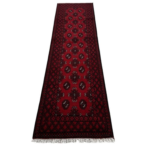 284 x 76cm Hand Knotted Afghan Akche Wool Runner Rug