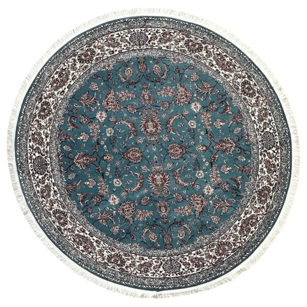 150 x 150cm Kashan All OVer Machine Made Blue Round Rug