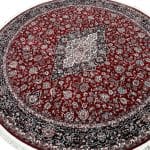 150 x 150cm Kashan Floral Medallion Machine Made Red Round Rug - Image 4