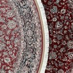 150 x 150cm Kashan Floral Medallion Machine Made Red Round Rug - Image 7