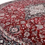 150 x 150cm Kashan Floral Medallion Machine Made Red Round Rug - Image 6