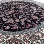 150 x 150cm Kashan All OVer Machine Made Navy Blue Round Rug - Image 5