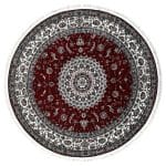 150 x 150cm Kashan Floral Medallion Machine Made Red Round Rug