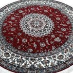 150 x 150cm Kashan Floral Medallion Machine Made Red Round Rug - Image 3