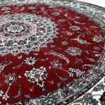 150 x 150cm Kashan Floral Medallion Machine Made Red Round Rug - Image 4
