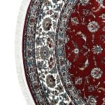 150 x 150cm Kashan Floral Medallion Machine Made Red Round Rug - Image 5