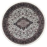 150 x 150cm Classic Persian Kashan Medallion Machine Made Cream Round Rug
