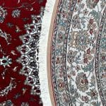 150 x 150cm Kashan Floral Medallion Machine Made Red Round Rug - Image 6