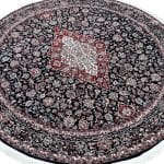 150 x 150cm Classic Persian Kashan Medallion Machine Made Navy Blue Round Rug - Image 3