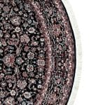 150 x 150cm Classic Persian Kashan Medallion Machine Made Navy Blue Round Rug - Image 6