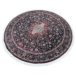 150 x 150cm Classic Persian Kashan Medallion Machine Made Navy Blue Round Rug - Image 2