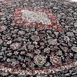 150 x 150cm Classic Persian Kashan Medallion Machine Made Navy Blue Round Rug - Image 4