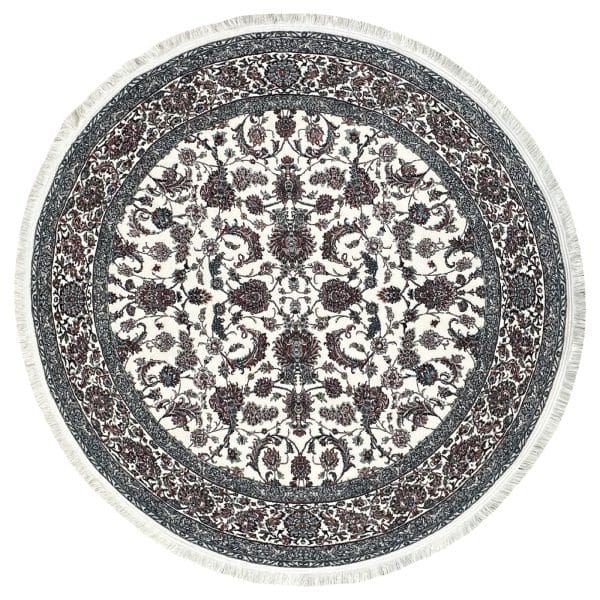 150 x 150cm Persian Nain All Over Design Machine Made Cream Round Rug