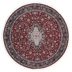 150 x 150cm Kashan Floral Medallion Machine Made Red Round Rug