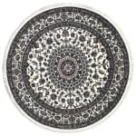 150 x 150cm Kashan Floral Medallion Machine Made Cream Round Rug