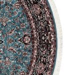 150 x 150cm Classic Persian Kashan Medallion Machine Made Blue Round Rug - Image 3