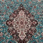 150 x 150cm Classic Persian Kashan Medallion Machine Made Blue Round Rug - Image 5