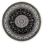 150 x 150cm Kashan Floral Medallion Machine Made Navy Round Rug