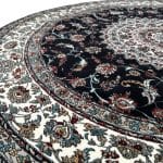 150 x 150cm Kashan Floral Medallion Machine Made Navy Round Rug - Image 5