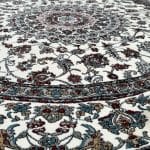 150 x 150cm Kashan Floral Medallion Machine Made Cream Round Rug - Image 6