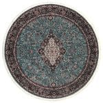 150 x 150cm Classic Persian Kashan Medallion Machine Made Blue Round Rug