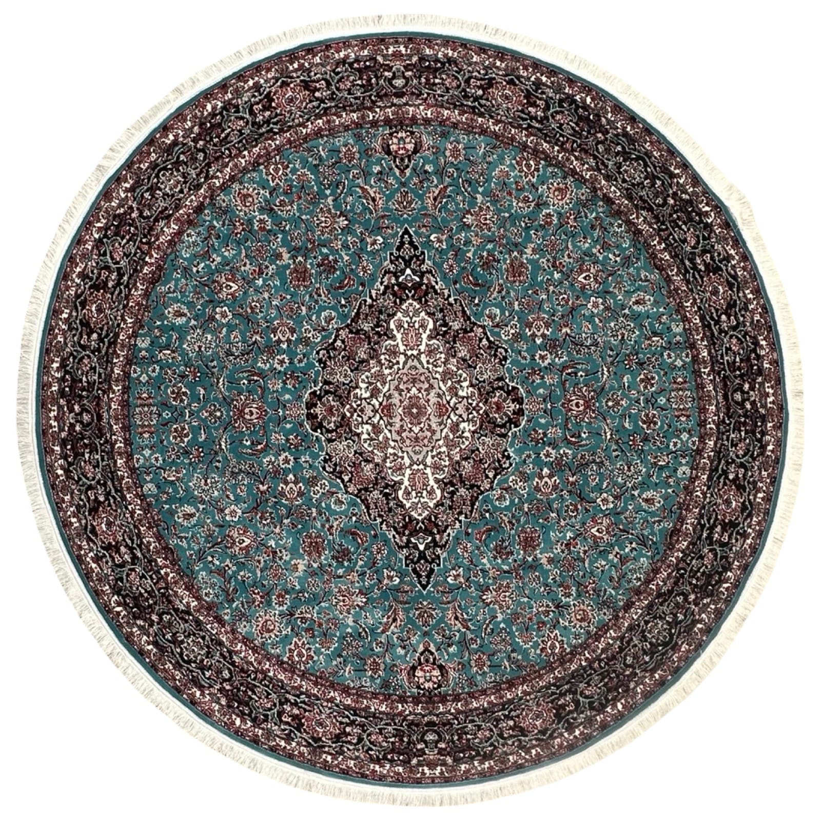 roooobdbe_8 150 x 150cm Classic Persian Kashan Medallion Machine Made Blue Round Rug - Image 1