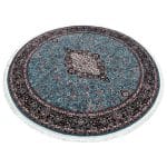 150 x 150cm Classic Persian Kashan Medallion Machine Made Blue Round Rug - Image 2