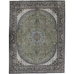 400 x 300cm Persian Tabriz Shah Abbasi Machine Made Olive Green Rug