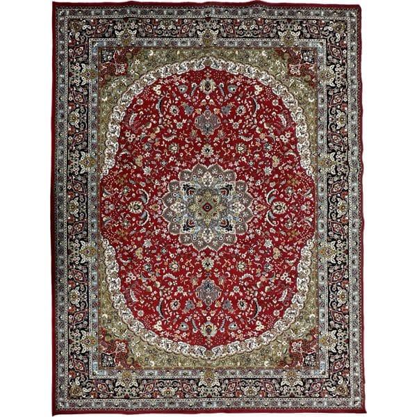 400 x 300cm Persian Pre-Loved Kashan Medallion Design Machine Made Red Rug