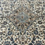 355 x 248cm Hand Knotted Ivory And Beige Kashan Persian Rug - Image 6