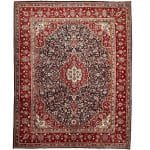 378 x 278cm Hand Knotted Geometric Navy Tabriz Rug