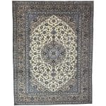 377 x 277cm Hand Knotted Persian Cream Kashan Rug