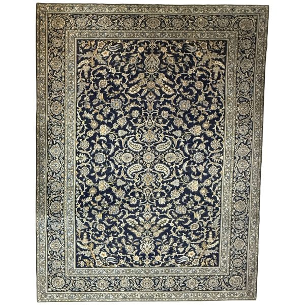 377 x 288cm Hand Knotted Navy All Over Royal Kashan Rug
