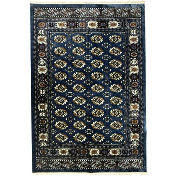 300 x 200cm Turkish Bokhara Design Rug – Blue & Beige