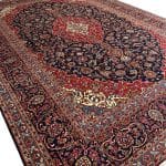 384 x 282cm Floral Navy Hand Knotted Persian Kashan Rug - Image 3