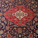 384 x 282cm Floral Navy Hand Knotted Persian Kashan Rug - Image 4