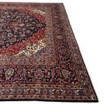 384 x 282cm Floral Navy Hand Knotted Persian Kashan Rug - Image 5
