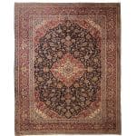 393 x 300cm Floral Navy Vintage Hand Knotted Persian Kashan Rug