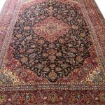 393 x 300cm Floral Navy Vintage Hand Knotted Persian Kashan Rug - Image 2