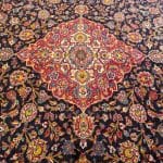 393 x 300cm Floral Navy Vintage Hand Knotted Persian Kashan Rug - Image 3