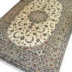 296 x 197cm Hand Knotted Persian Ivory Kashan Wool Rug - Image 3