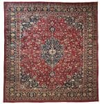 335 x 305cm Hand Knotted Square Red Persian Mashad Rug
