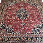 335 x 305cm Hand Knotted Square Red Persian Mashad Rug - Image 2