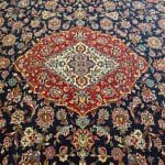 395 x 300cm Hand Knotted Persian Navy And Red Kashan Rug - Image 5