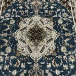 230 x 160cm Persian Mashad Design Turkish Machine Made Blue Rug - Image 4