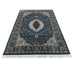 230 x 160cm Persian Tabriz Medallion Style Machine Made Blue Rug - Image 2