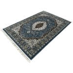 230 x 160cm Persian Tabriz Medallion Style Machine Made Blue Rug - Image 3